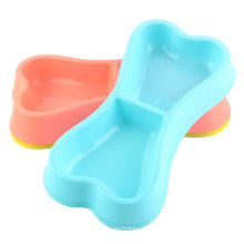 Pet Double Bowl Dog Bowl High Quality Plastic   Bone Shape Dog Double Two-in-one Pet Food Bowl